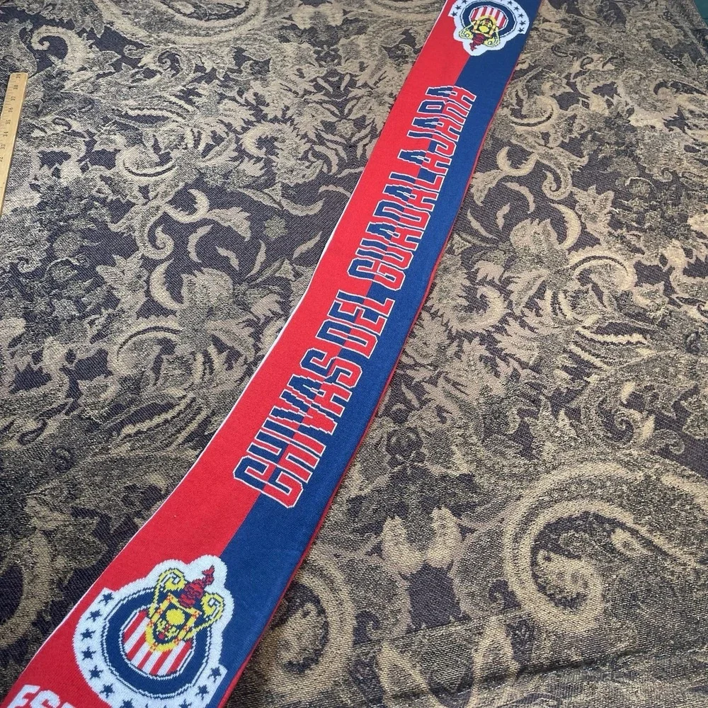 Chivas Guadalajara Soccer Football Scarf Licensed New Red Blue Double Sided New
